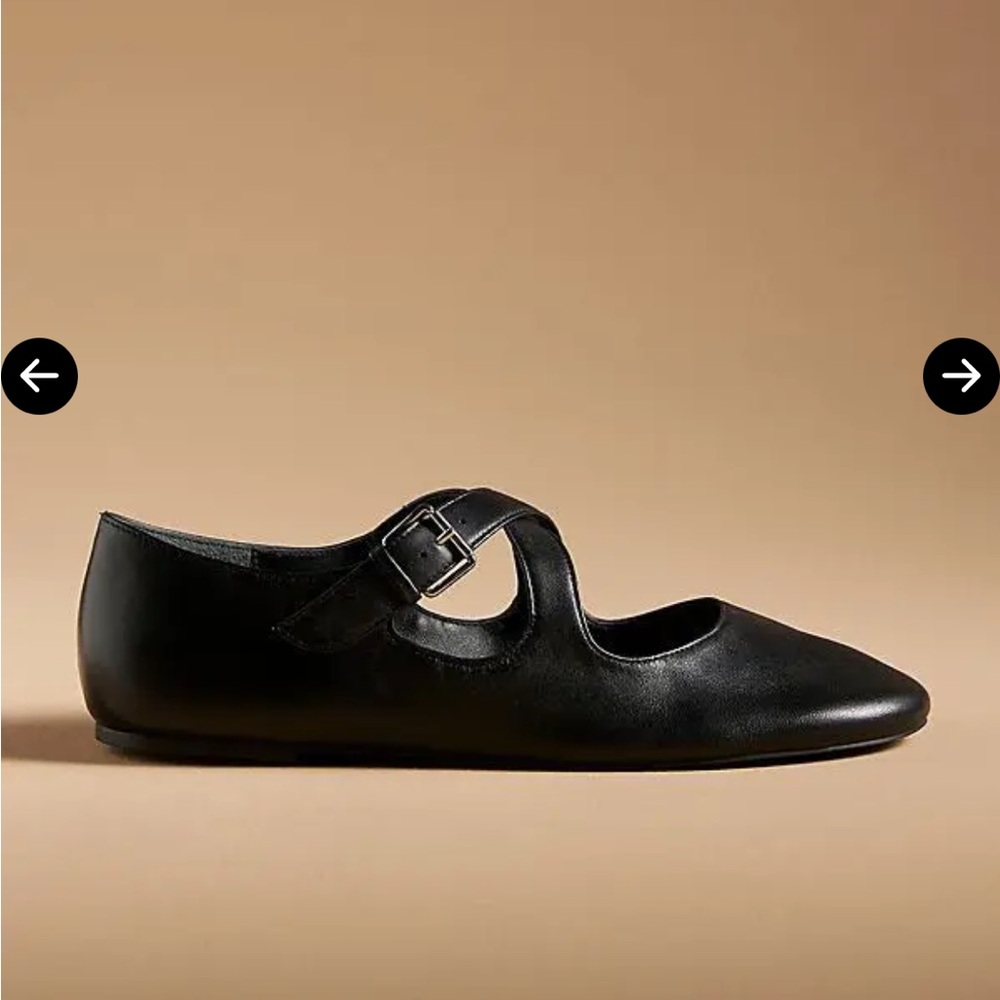 Maeve Crisscross Mary Jane Flats from Anthropologie Women’s 8 Black Leather